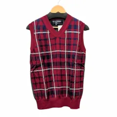 未使用品 COMME des GARCONS HOMME コムデギャルソン オム ニットベスト Vネック レッド チェック HN-N017 64152 サイズ Mのサムネイル