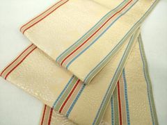 平和屋着物●本場筑前博多織　半幅帯　花間道　正絹　逸品　DABE5004ps 平和屋着物□極上 本場筑前博多織 八寸名古屋帯 花唐草間道 逸品