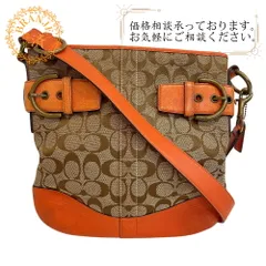 COACH コーチ シグネチャー キャンバス ショルダーバッグ オレンジ レディース