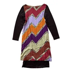  MISSONI ミッソーニ ジグザグ柄ワンピース マルチカラー イタリア製 長袖 総柄 レディース【B111】のサムネイル