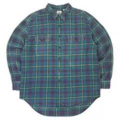 オールドギャップ OLD GAP 90s 90年代 ヘビーネルシャツ オンブレ ボカシ シャドー チェック ネルシャツ フランネル USA ヴィンテージ アメリカ 古着 メンズ シャツ グリーン系 XL【中古】