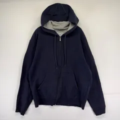 古着 チャンピオン Champion パーカー フルジップ フーディ スウェット ワンポイント刺繍ロゴ M  ネイビー系 メンズ