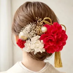 髪飾り成人式 凛と華やぐ赤ダリア/成人式も結婚式/卒業式
