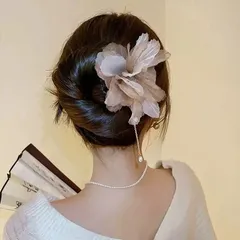 ヘアアクセサリー レディース フラワー ヘアクリップ シフォン オーガンジー 花 髪飾り バンスクリップ ヘアピン まとめ髪 大きめ 上品 フェミニン 大人可愛い 高見え ふんわり 韓国風 浴衣 和装 結婚式 成人式 デート 女子会 パーティー 春 夏 秋 冬