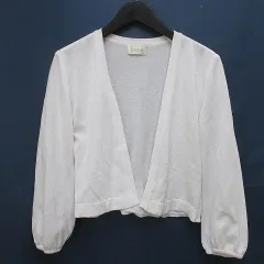 ハロッズ Harrods 長袖 カーディガン ボレロ 白系 オフホワイト 無地 フリル 日本製