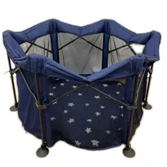 日本育児 洗えてたためるポータブルベビーサークル ネイビー