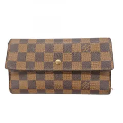 【6dc2456】ルイヴィトン 三つ折り長財布 ダミエ ポルトフォイユインターナショナル N61217 エベヌ【中古】レディース