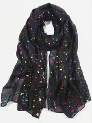 アクセサリー レディース スカーフ 1枚 レインボーホイルプリントスカーフ、カジュアル デイリー使い