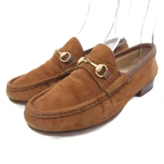 グッチ GUCCI ホースビット ローファー スエード スリッポン ゴールド金具 皮革 35 22cm 茶 ブラウン ■IBO93