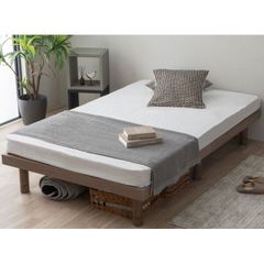 桐すのこベッド 高さ調整4段階 通気性抜群 頑丈設計 セミダブル SD グレー GR ポケットコイルマットレス（レギュラー）付き 組立式【代引不可】