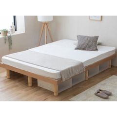 桐すのこベッド 高さ調整4段階 通気性抜群 頑丈設計 セミダブル SD ナチュラル NA  ポケットコイルマットレス（レギュラー）付き 組立式【代引不可】