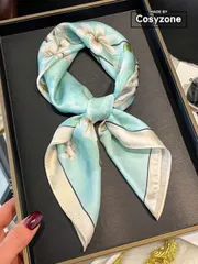 アクセサリー レディース スカーフ 1枚 エレガントな花柄 70cm スクエアスカーフ、カジュアルやストリートウェアに、バンダナ、ヘアバンド、アウトドア日よけ装飾に最適、スタイリングに最適