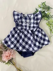 apres les cours　チェック柄　ロンパース　　アプレレクール