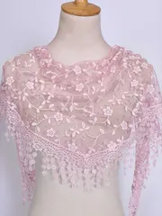 アクセサリー レディース スカーフ 1個 レディースファッション フローラルレース 40*130 トライアングルスカーフ、タッセル付き 軽量 通気性 ヘッドスカーフ/ショール