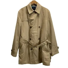 【中古】　Brooks Brothers　トレンチコート　ハーフコート　ジャケット　アウター　コットン　リネン　ダブルボタン　無地　ベルト有　セミカジュアル　古着　/0136