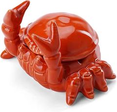 Queen-b 灰皿 蓋付き 陶器 おしゃれ 卓上 タバコ 吸い殻入れ 煙草 防風 防臭 密閉 屋外 屋内 洗いやすい 臭わない 灰が飛ばない インテリア 家用 オフィス 装飾 (カニ)