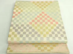 平和屋着物●極上　洛風林　工芸帯地　六通柄袋帯　市松文様　金糸　逸品　DZAB5548kh6 平和屋着物○極上 洛風林 工芸帯地 六通柄袋帯 市松文様 金糸 逸品