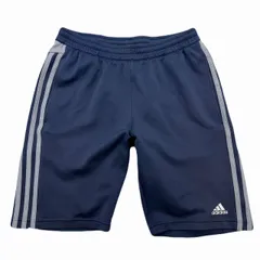 アディダス ショートパンツ メンズ Mサイズ ネイビー サイドライン グレー ジャージ素材 短パン 紺色 スポーツウェア