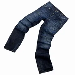 ジースターロウ デニムパンツ 5204 メンズ W32 ストレート 細身 ボタンフライ ダブルニー 立体裁断 カーゴポケット ジーンズ ジーパン