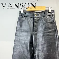 VANSON バンソン レザーパンツ ライダースパンツ Size:28 USA製 メンズ 古着 ファッション _266023のサムネイル