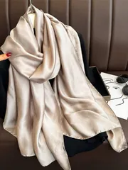 アクセサリー レディース スカーフ サテンショール スカーフ マフラー 1枚 カーキ色 サテンスカーフ バンダナ、ヘアバンド、ヘッドバンド、ファッションアイテムに最適