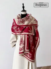 アクセサリー レディース スカーフ 1枚 女性用 リバーシブル フローラル刺繍 スカーフ/ショール、秋冬の日常着用に暖かいラップ