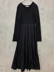 NATURAL BEAUTY BASIC ナチュラルビューティーベーシック 長袖 リブ ドッキング ロング ニット ワンピース sizeM/黒 ■◇ レディース