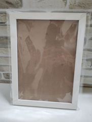 【S6-72】◇中古　ウッドフレーム　木製額緑　ホワイトカラー