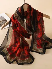 アクセサリー レディース スカーフ 1個 レディース ヴィンテージ フローラル プリント 軽量 通気性 スカーフ ショール、デイリー着用に適しています