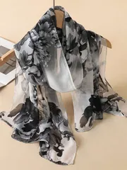 アクセサリー レディース スカーフ 1枚 レディース ヴィンテージ フローラル プリント 軽量スカーフ、通気性があり日よけ効果も、ドレスの日常着に適しています