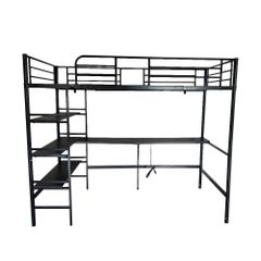 ロフトベッド シングル パイプベッド 収納棚 デスク付き 北欧風 コンセント付き 収納 子供ベッド 耐震 ベッド パイプ 金属 はしご