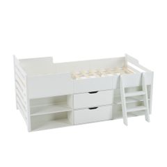 システムベッド 頑丈 階段 木製 収納 シングル ラック 引き出し付き 北欧風 大人 一人暮らし ベッド 木製 ホワイト