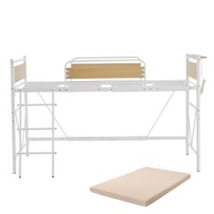 【マットレス付き】ロフトベッド パイプベッド シングル 耐荷重150kg 高さ125cm システムベッド ロータイプ ミドルタイプ 収納 北欧風 大人 一人暮らし ハンガーポール4本付属 送料無料 スチール 耐震 ベッド 子供