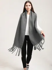 アクセサリー レディース スカーフ レディース もこもこフリンジ付きマフラー 暖かく快適な ショール ラップ、屋外アクティビティに適した防風・保温、シンプルで使い勲な日常着、秋冬レディースアクセサリー 1枚入り