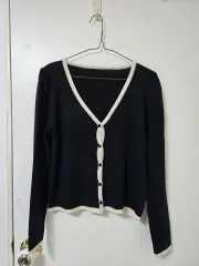 ブラック バイカラー カーディガン