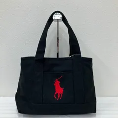 2054　POLO RALPH LAUREN　ポロラルフローレン　トートバッグ　ハンドバッグ　ブラック　黒　無地　レッド　赤　刺繍　ビッグポニー　レディース　メンズ　ユニセックス　キャンバス
