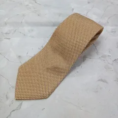 フェアファクス　ネクタイ　黄色×茶色小紋柄　シルク　絹【n834】