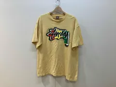 STUSSY ステューシー 半袖Tシャツ プリントTシャツ サイズXL 黄 イエロー ラスタカラー ストックロゴ CA28629 メンズ 00s OLD STUSSY