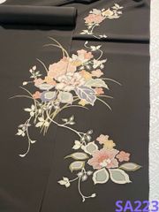寿光織 色無地 葉文様 反物 紋意匠 正絹 SA225 - メルカリ