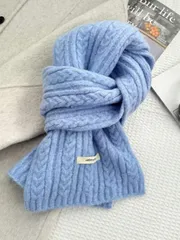 アクセサリー レディース スカーフ 1個 レディース 無地ファッションスカーフ、ソフトワックス ウール ニット 暖かい厚手フリースマフラー、学生用冬用スカーフ