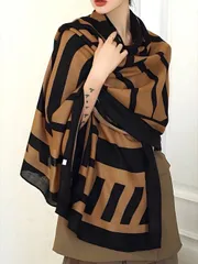 アクセサリー レディース スカーフ 1枚 リネン プリントスカーフ、日よけと冷房対策ドレス用ショール