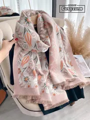 アクセサリー レディース スカーフ 1個 フローラルジャカード ニット フォーカシミア調 暖かいマフラー/ラップ レディース用、秋冬に活躍するファッションアクセサリー、ドレスの装飾に適しています