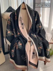 アクセサリー レディース スカーフ 1枚 フローラルジャカード ニットスカーフ、暖かく ファッショナブルな レディース ラップショール、秋冬に最適、ドレスの装飾にも使える