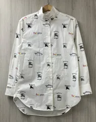 BURBERRY バーバリー ロゴプリント ハイネック 長袖ブラウスシャツ サイズUK8 ホワイト マルチカラー