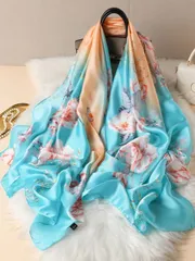 アクセサリー レディース スカーフ 1枚 花柄スカーフ、エレガントな屋外日よけロマンチックスタイル、アウトドア旅行に適しています。ヘアバンド、ヘアタイ、ヘアフープとしても使用できる理想的なアクセサリー。