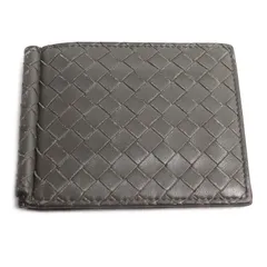 BOTTEGAVENETA ボッテガヴェネタ イントレチャート マネークリップ 二つ折り財布 グレー メンズ 中古