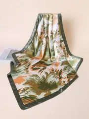 アクセサリー レディース スカーフ 1枚 レディース バンダナ 90cm フローラル プリントサテン スクエアスカーフ、ファッショナブルなデザイン カジュアルやストリートスタイルの服装に適したスカーフ、ヘアバンド、