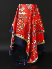 アクセサリー レディース スカーフ 1枚 高級日よけストール、35.4インチ ファッションスクエアスカーフ、季節の プリントシルクスカーフ、新デザイン レディースネッカチーフ