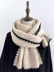 アクセサリー レディース スカーフ ベージュ ニットスカーフ レディース、ソフトで暖かい厚手カシミヤネックウォーマー、学生にもおしゃれ、秋冬のドレスに