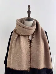 アクセサリー レディース スカーフ 女性用ニットスカーフ、柔らかく厚手のニット暖かいスカーフ、ウール製ネックウォーマー、学生や冬に適しています